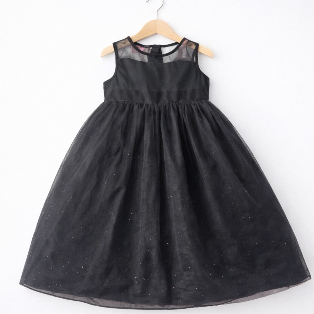Girls Black Tulle Dress Sparkle Party Dress Sleeveless Fancy Wedding Toddler Kid